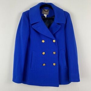 J. Crew Royal Blue Pea Coat with Gold Buttons Size 6